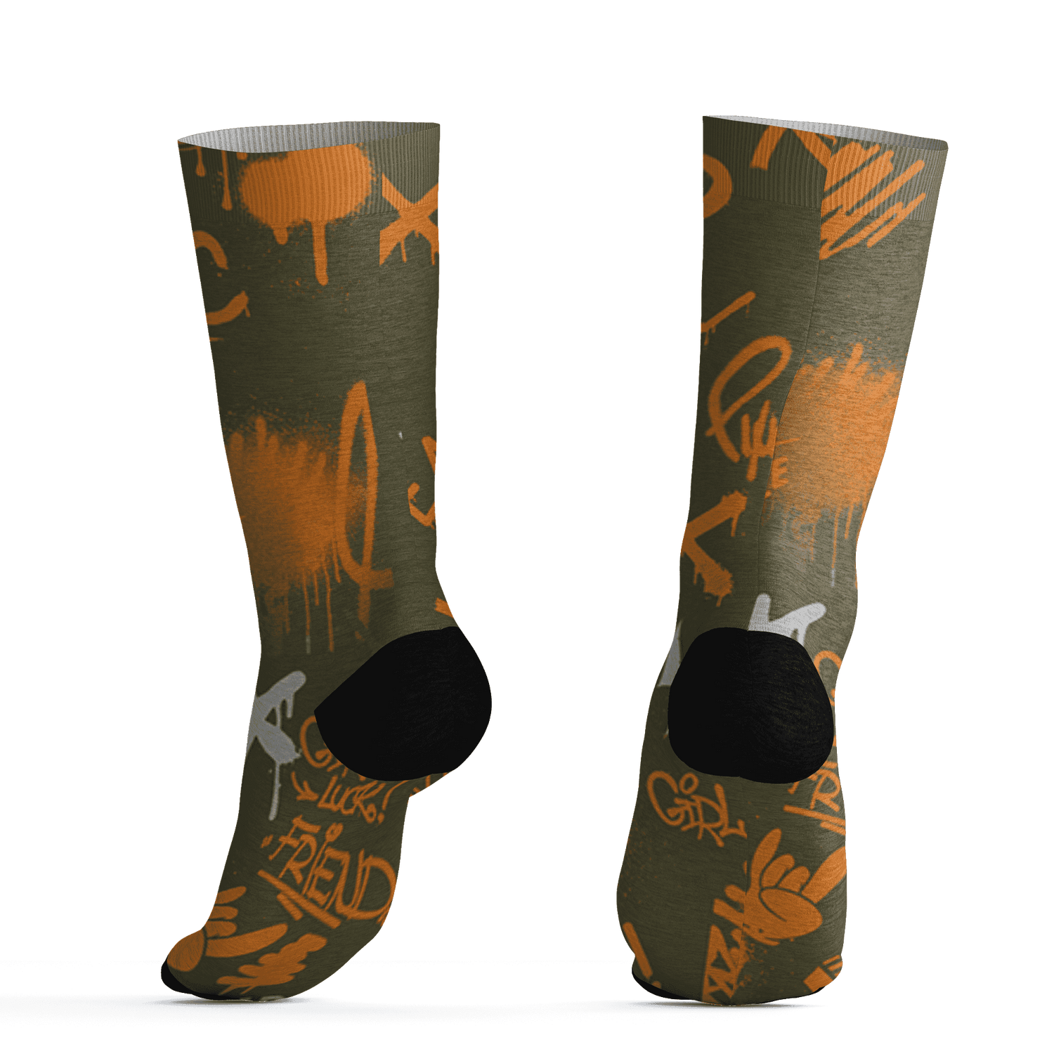 Olive 5s Socks Match Graffiti King 3D All-Over Print Doodle Style - NastyJamz