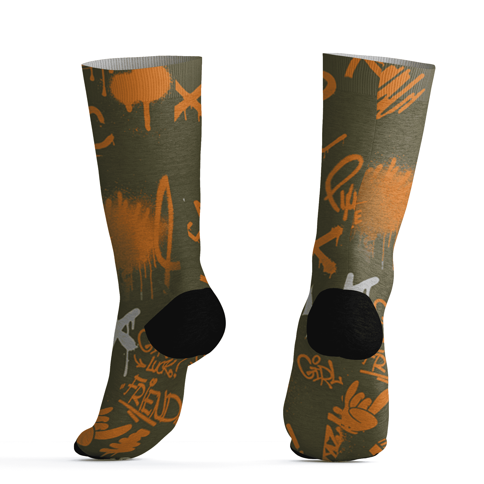 Olive 5s Socks Match Graffiti King 3D All-Over Print Doodle Style - NastyJamz