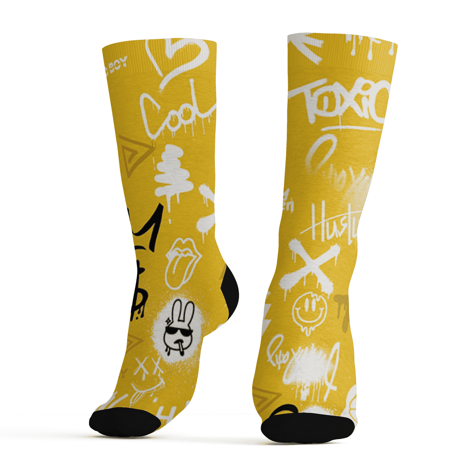 Yellow Ochre 6s Socks Match Graffiti King 3D All-Over Print Doodle Style - NastyJamz