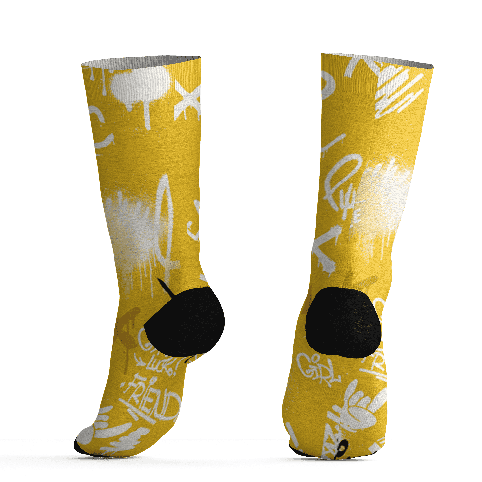 Yellow Ochre 6s Socks Match Graffiti King 3D All-Over Print Doodle Style - NastyJamz