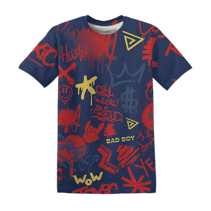 VaporMax-Air-Plus-Midnight-Navy-Gold-Black-T-Shirt-Match-Graffiti-King-3D-Doodle-Style