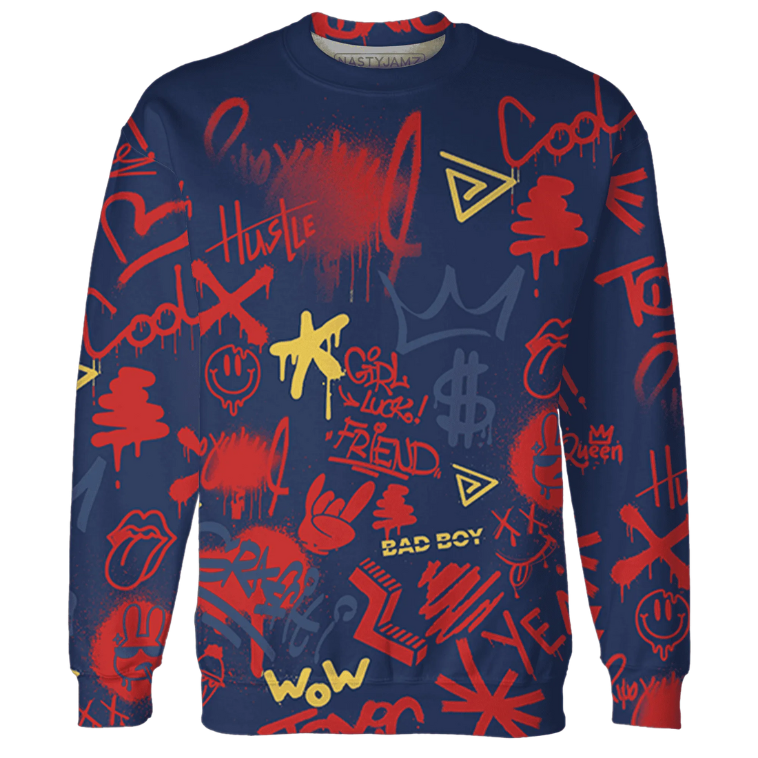 VaporMax-Air-Plus-Midnight-Navy-Gold-Black-Sweatshirt-Match-Graffiti-King-3D-Doodle-Style