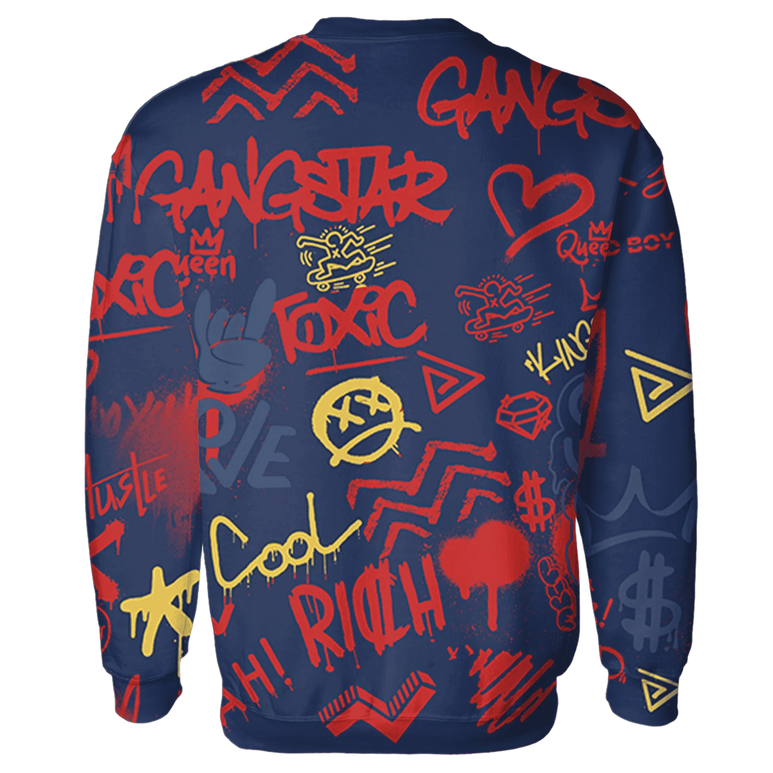 VaporMax-Air-Plus-Midnight-Navy-Gold-Black-Sweatshirt-Match-Graffiti-King-3D-Doodle-Style