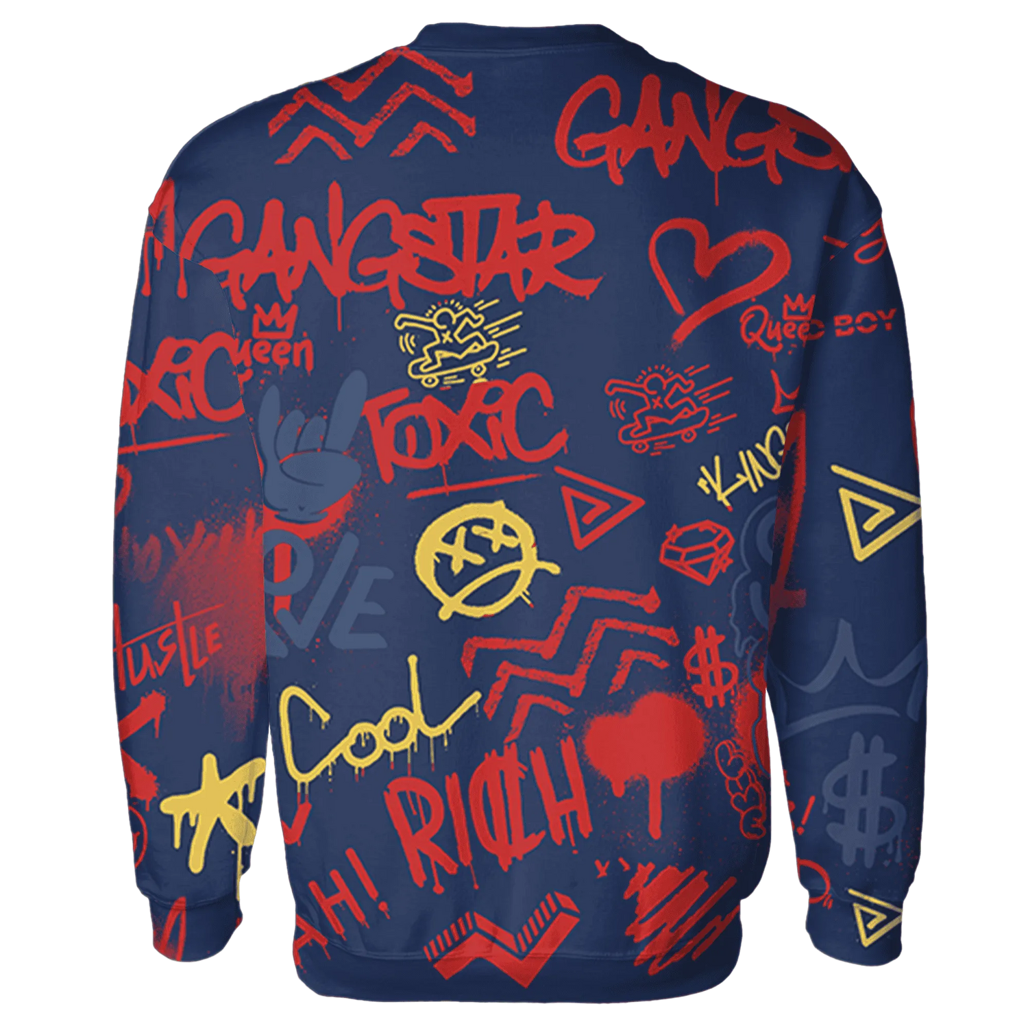 VaporMax-Air-Plus-Midnight-Navy-Gold-Black-Sweatshirt-Match-Graffiti-King-3D-Doodle-Style