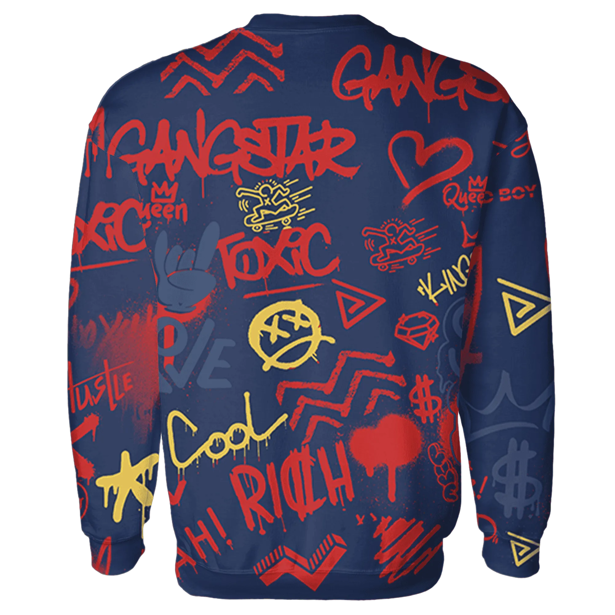 VaporMax-Air-Plus-Midnight-Navy-Gold-Black-Sweatshirt-Match-Graffiti-King-3D-Doodle-Style