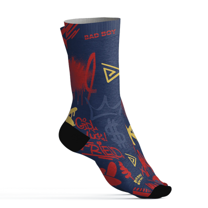 VaporMax-Air-Plus-Midnight-Navy-Gold-Black-Socks-Match-Graffiti-King-3D-Doodle-Style