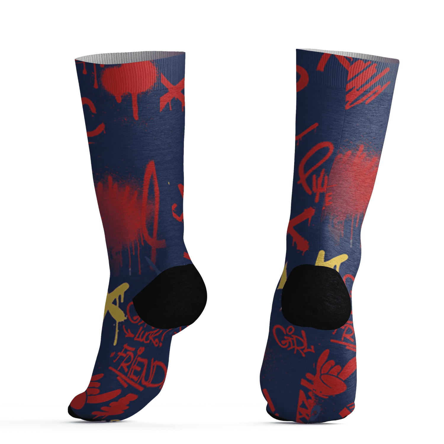 VaporMax-Air-Plus-Midnight-Navy-Gold-Black-Socks-Match-Graffiti-King-3D-Doodle-Style