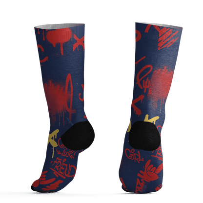 VaporMax-Air-Plus-Midnight-Navy-Gold-Black-Socks-Match-Graffiti-King-3D-Doodle-Style