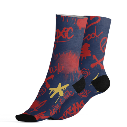 VaporMax-Air-Plus-Midnight-Navy-Gold-Black-Socks-Match-Graffiti-King-3D-Doodle-Style