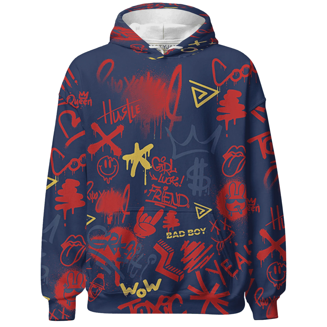 VaporMax-Air-Plus-Midnight-Navy-Gold-Black-Hoodie-Match-Graffiti-King-3D-Doodle-Style