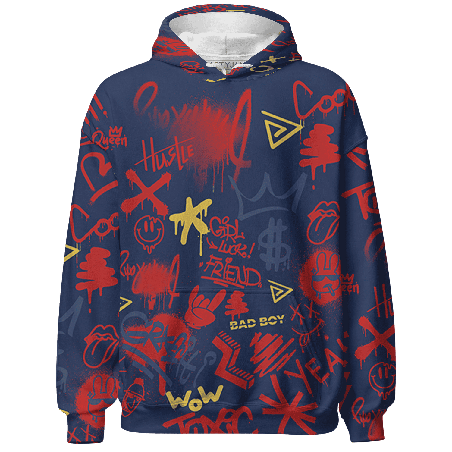 VaporMax-Air-Plus-Midnight-Navy-Gold-Black-Hoodie-Match-Graffiti-King-3D-Doodle-Style