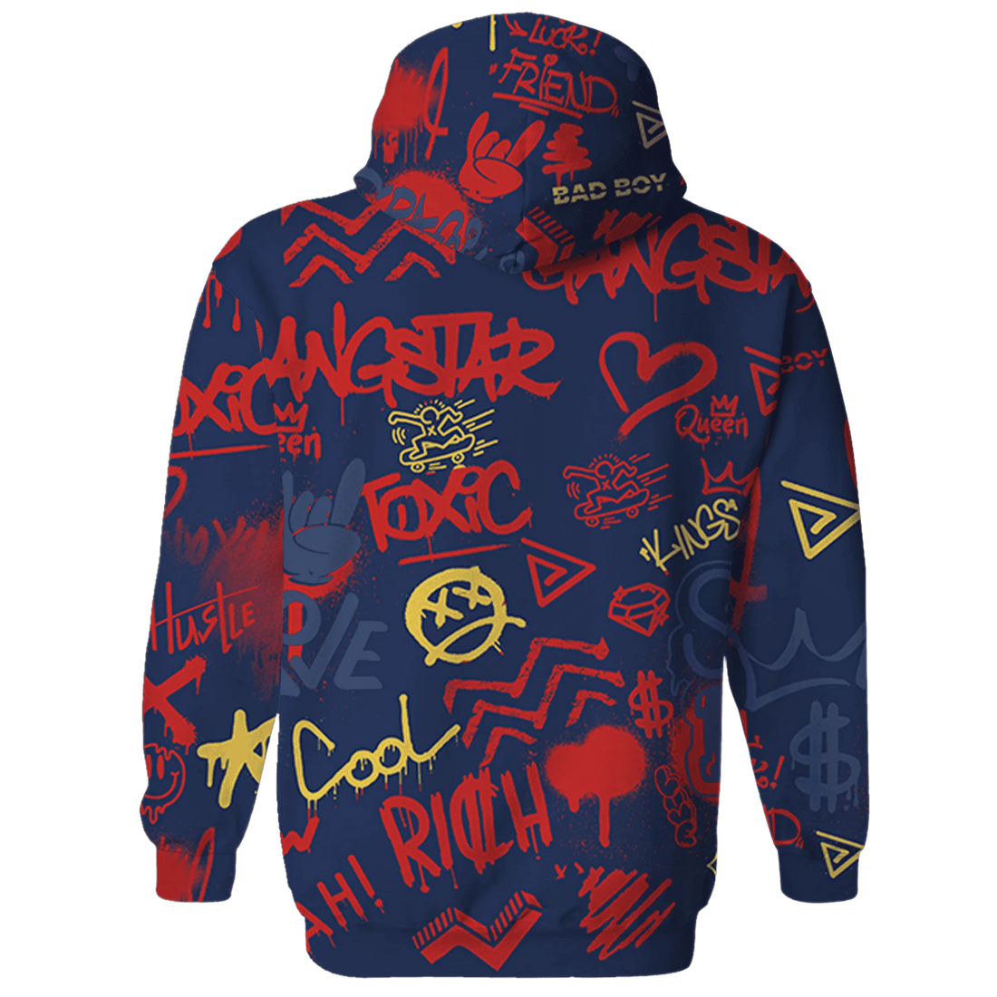 VaporMax-Air-Plus-Midnight-Navy-Gold-Black-Hoodie-Match-Graffiti-King-3D-Doodle-Style