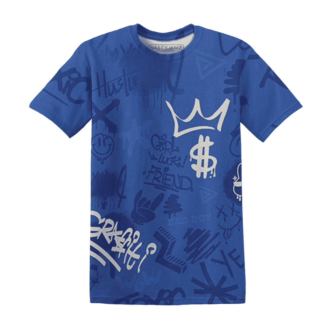 VaporMax-Game-Royal-Blue-T-Shirt-Match-Graffiti-King-3D-Doodle-Style