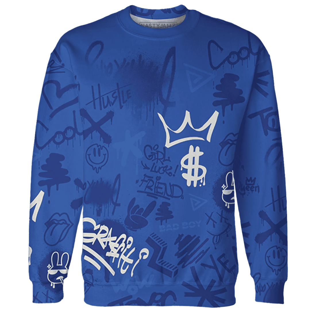 VaporMax-Game-Royal-Blue-Sweatshirt-Match-Graffiti-King-3D-Doodle-Style