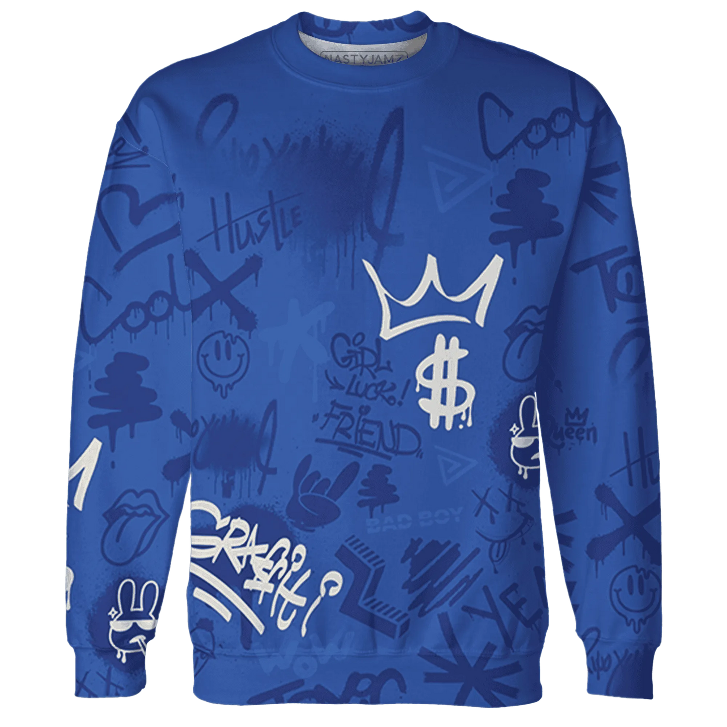 VaporMax-Game-Royal-Blue-Sweatshirt-Match-Graffiti-King-3D-Doodle-Style