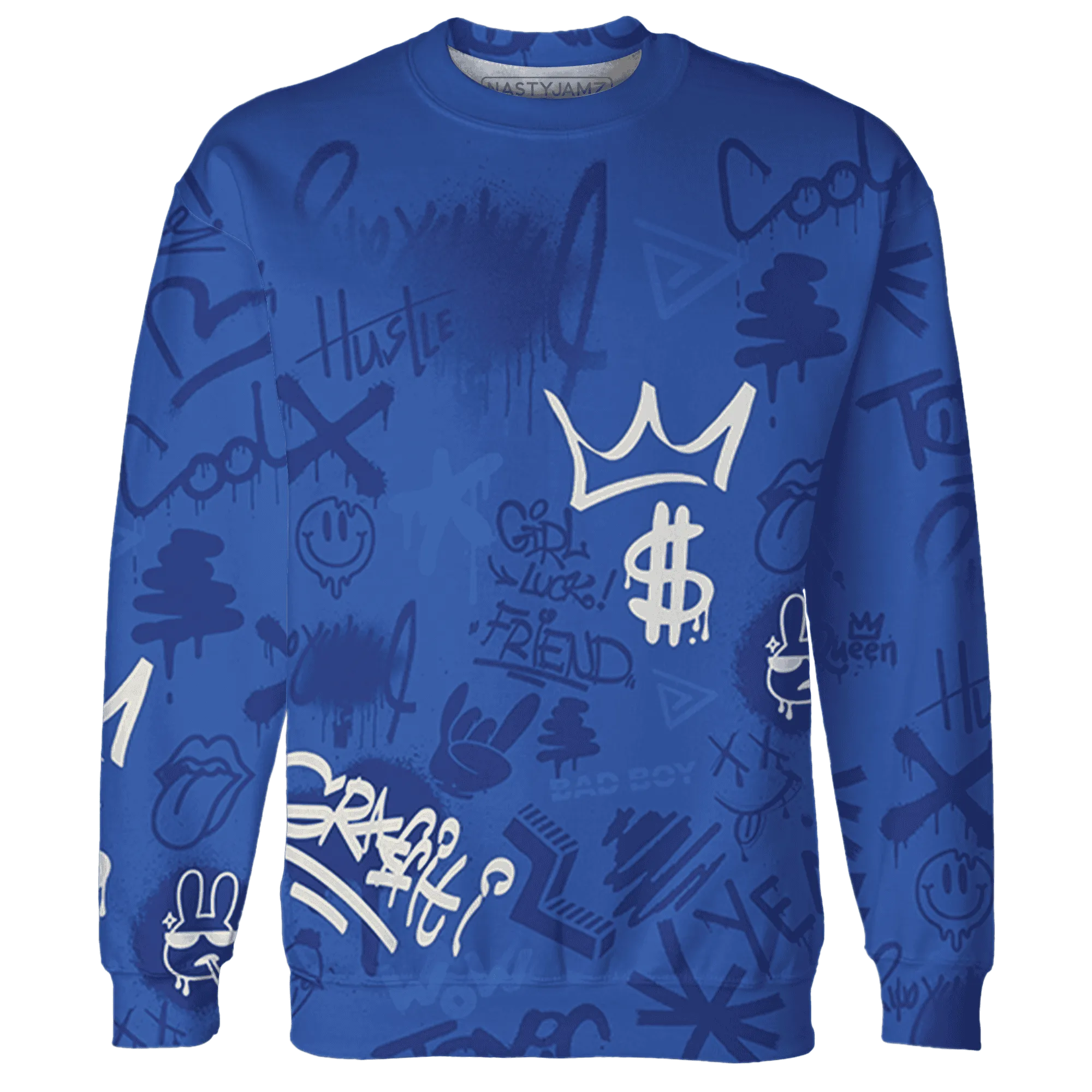 VaporMax-Game-Royal-Blue-Sweatshirt-Match-Graffiti-King-3D-Doodle-Style