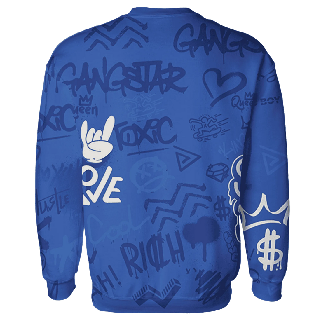 VaporMax-Game-Royal-Blue-Sweatshirt-Match-Graffiti-King-3D-Doodle-Style