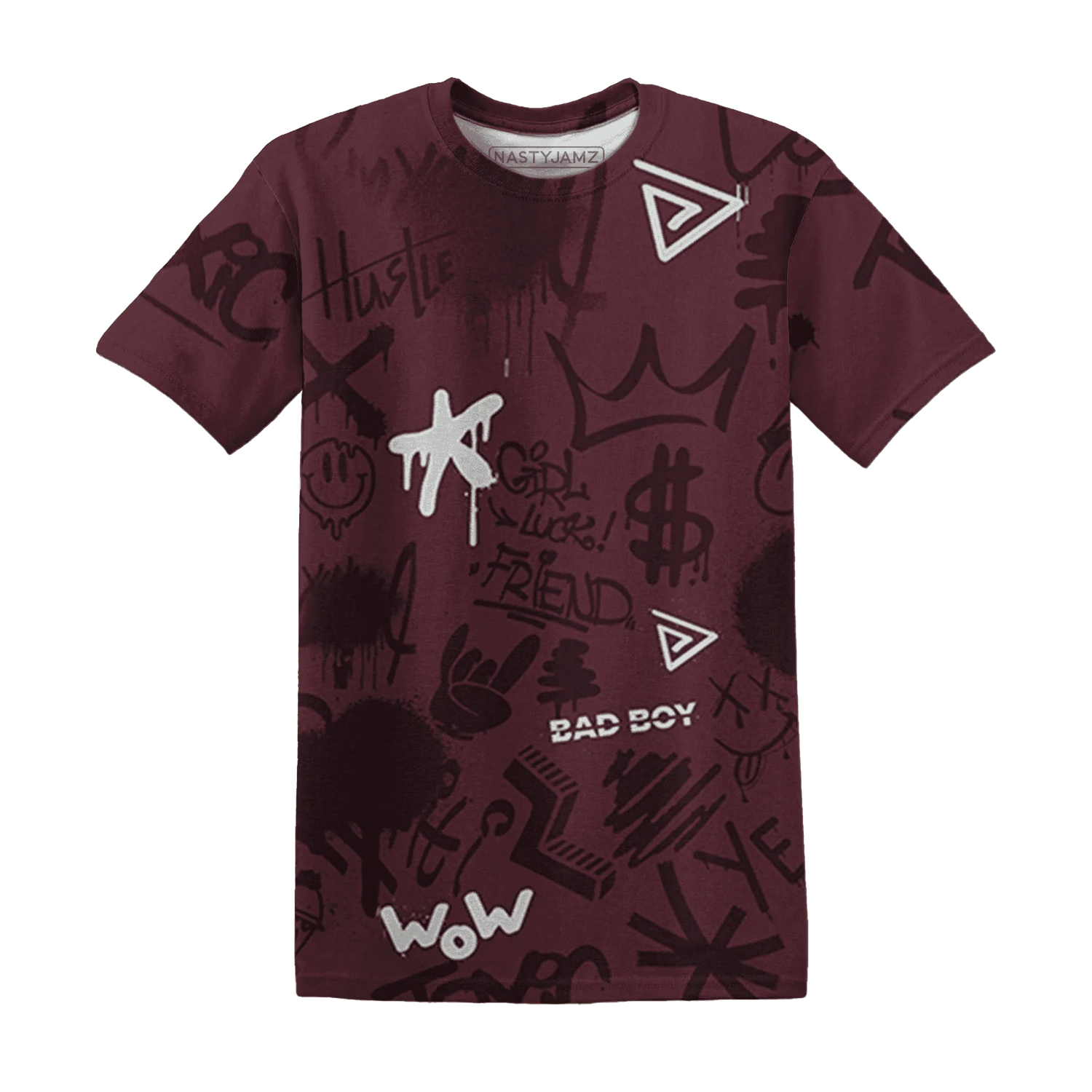 VaporMax-Night-Maron-Burgundy-T-Shirt-Match-Graffiti-King-3D-Doodle-Style