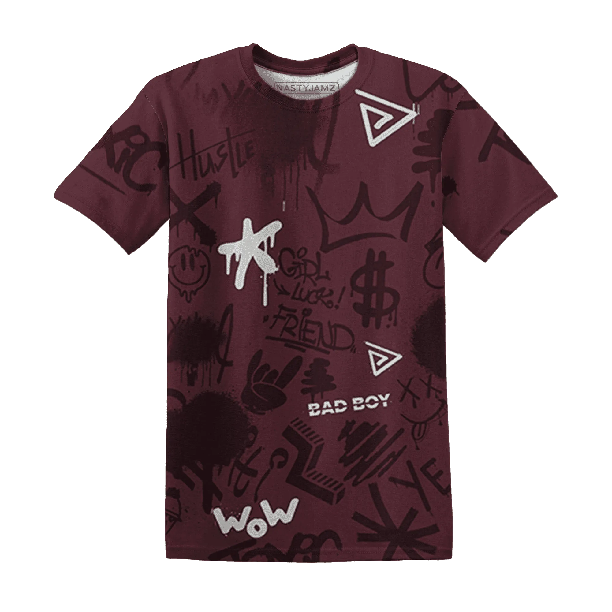 VaporMax-Night-Maron-Burgundy-T-Shirt-Match-Graffiti-King-3D-Doodle-Style