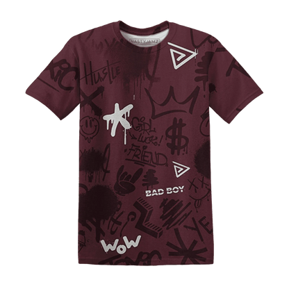 VaporMax-Night-Maron-Burgundy-T-Shirt-Match-Graffiti-King-3D-Doodle-Style