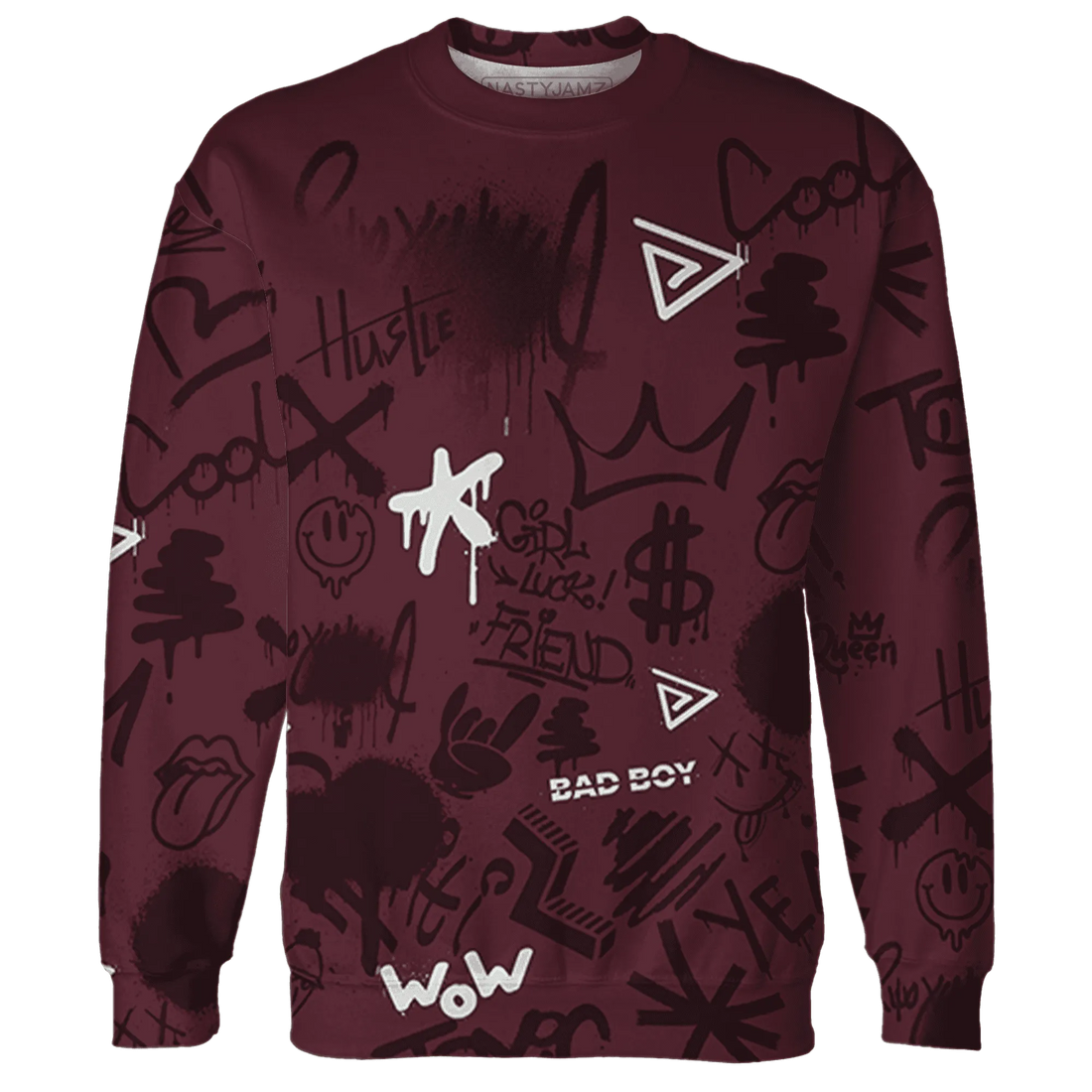 VaporMax-Night-Maron-Burgundy-Sweatshirt-Match-Graffiti-King-3D-Doodle-Style