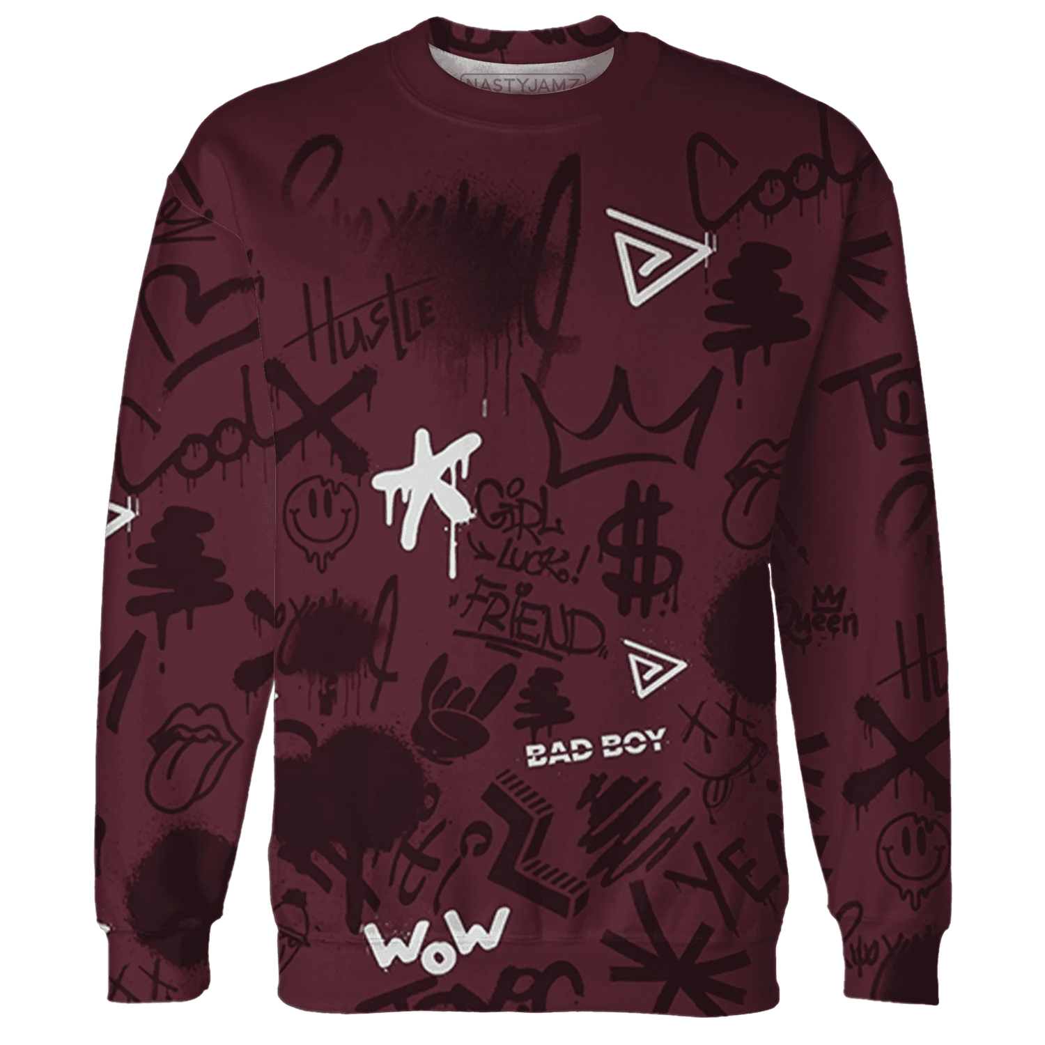 VaporMax-Night-Maron-Burgundy-Sweatshirt-Match-Graffiti-King-3D-Doodle-Style
