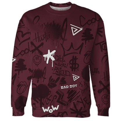 VaporMax-Night-Maron-Burgundy-Sweatshirt-Match-Graffiti-King-3D-Doodle-Style