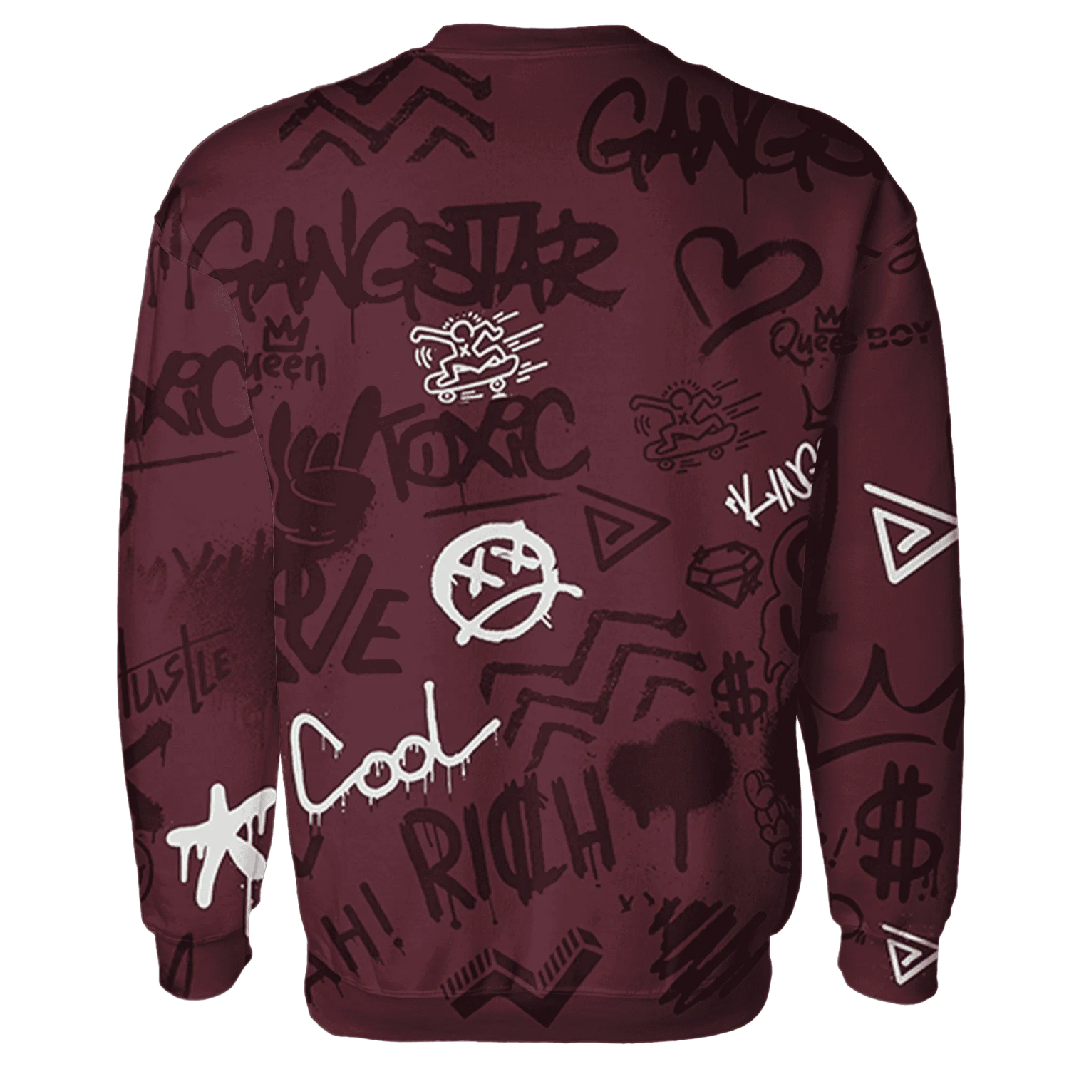 VaporMax-Night-Maron-Burgundy-Sweatshirt-Match-Graffiti-King-3D-Doodle-Style