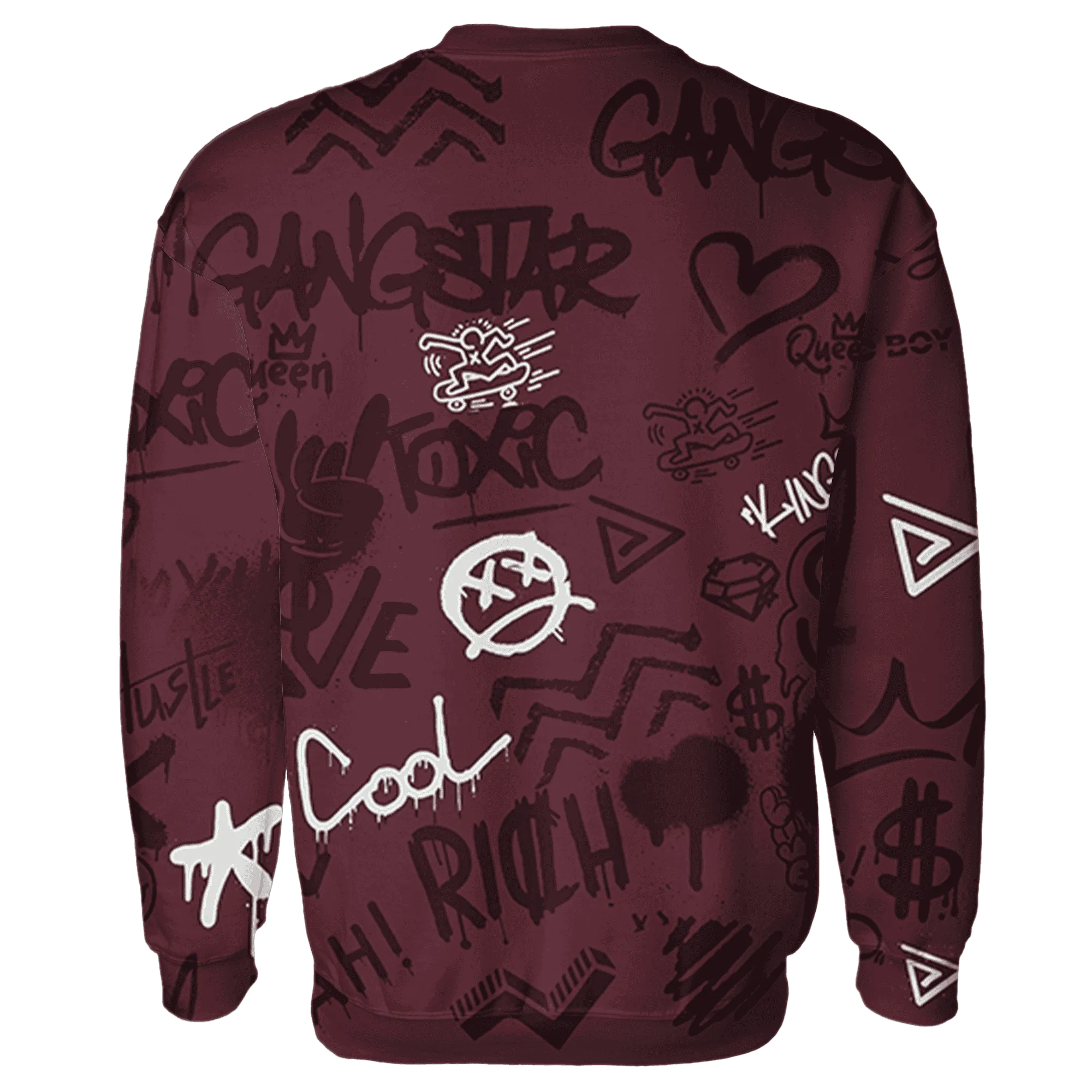 VaporMax-Night-Maron-Burgundy-Sweatshirt-Match-Graffiti-King-3D-Doodle-Style