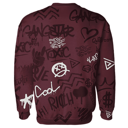 VaporMax-Night-Maron-Burgundy-Sweatshirt-Match-Graffiti-King-3D-Doodle-Style