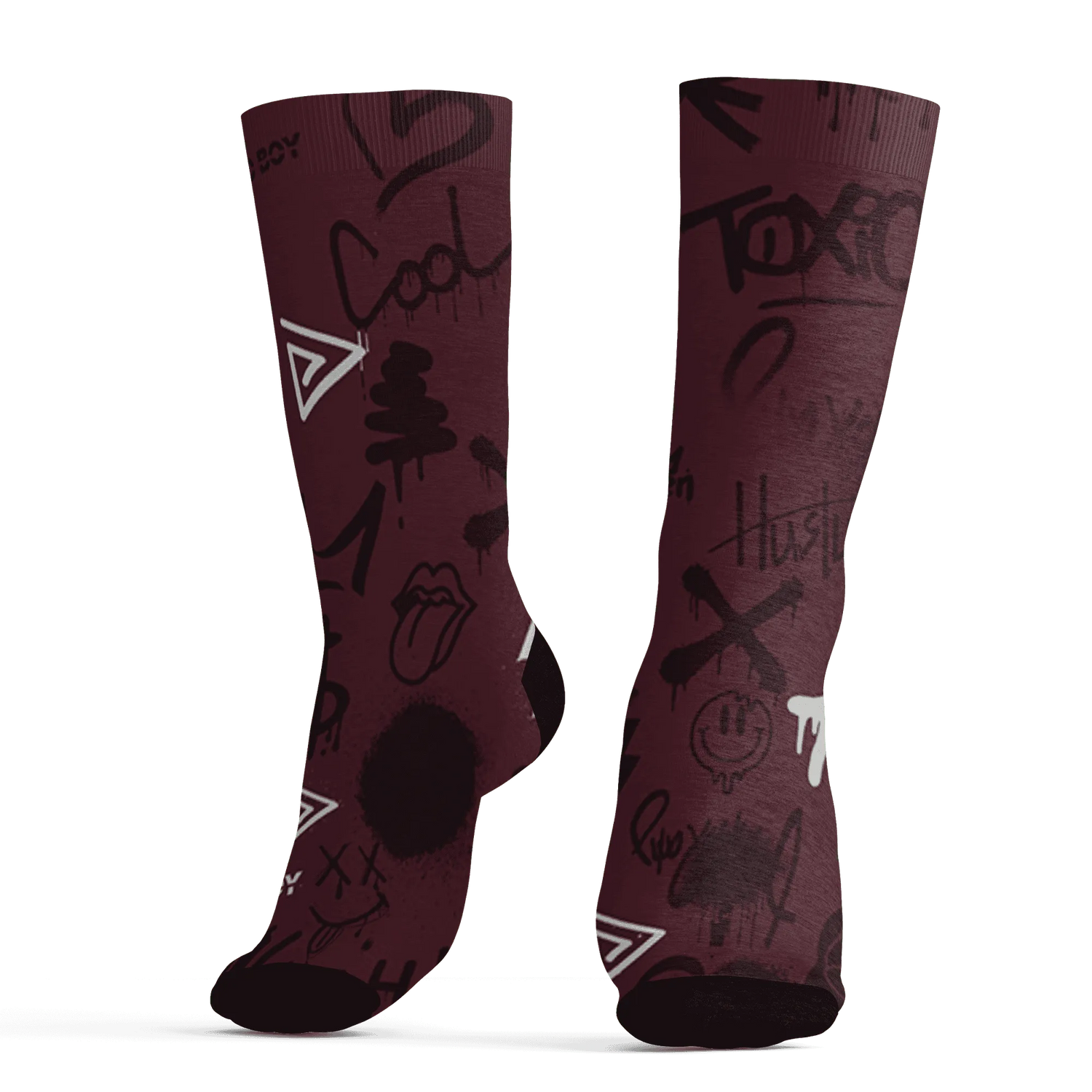 VaporMax-Night-Maron-Burgundy-Socks-Match-Graffiti-King-3D-Doodle-Style