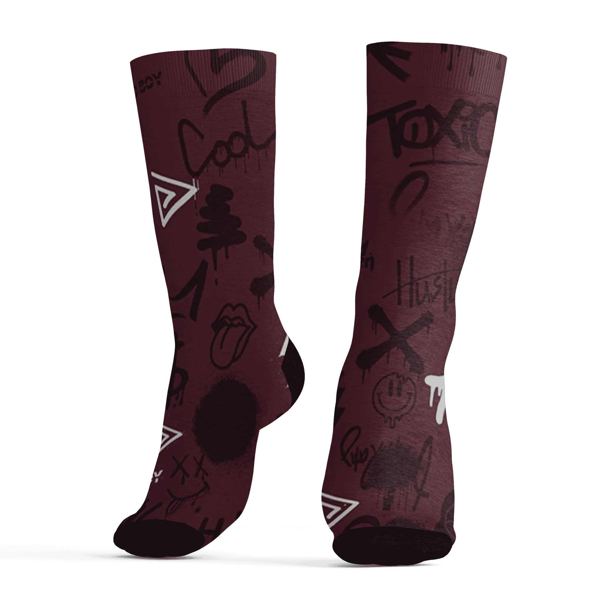 VaporMax-Night-Maron-Burgundy-Socks-Match-Graffiti-King-3D-Doodle-Style