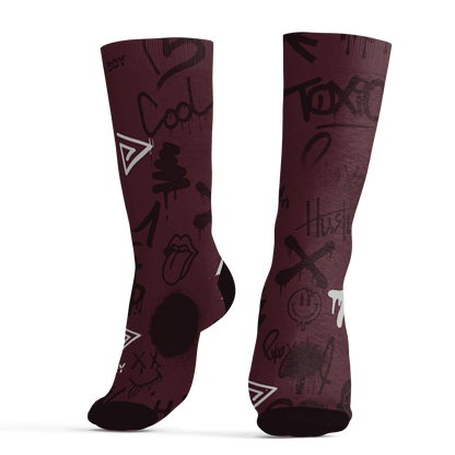 VaporMax-Night-Maron-Burgundy-Socks-Match-Graffiti-King-3D-Doodle-Style