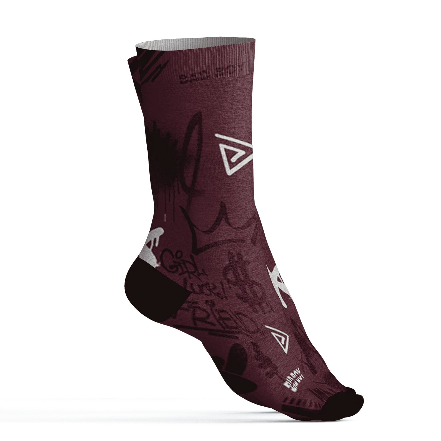 VaporMax-Night-Maron-Burgundy-Socks-Match-Graffiti-King-3D-Doodle-Style