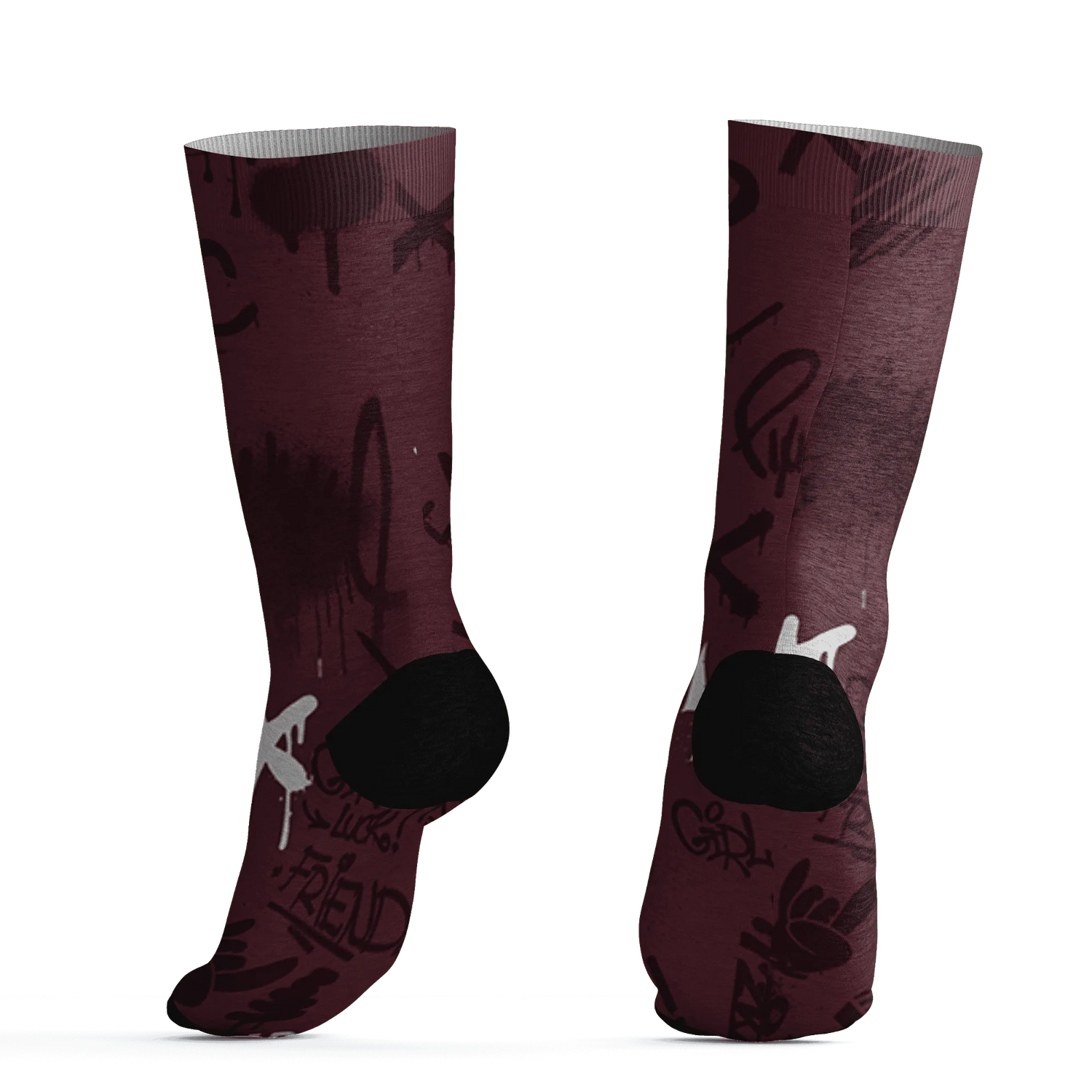 VaporMax-Night-Maron-Burgundy-Socks-Match-Graffiti-King-3D-Doodle-Style