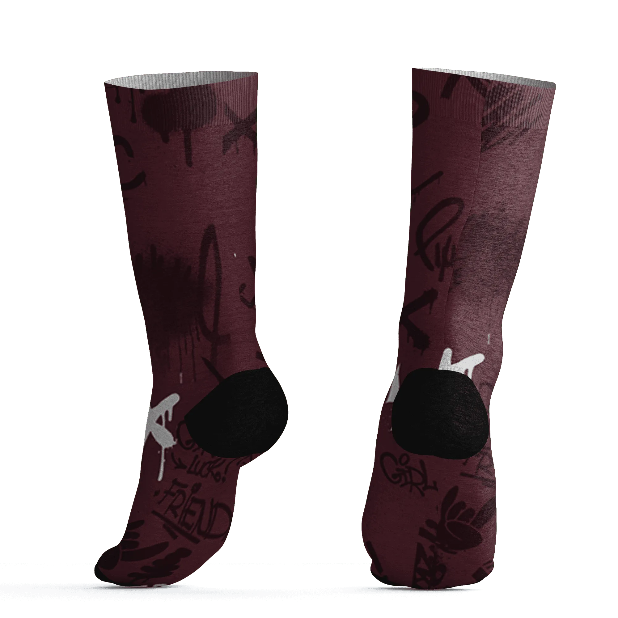 VaporMax-Night-Maron-Burgundy-Socks-Match-Graffiti-King-3D-Doodle-Style
