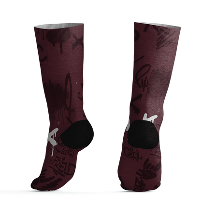 VaporMax-Night-Maron-Burgundy-Socks-Match-Graffiti-King-3D-Doodle-Style