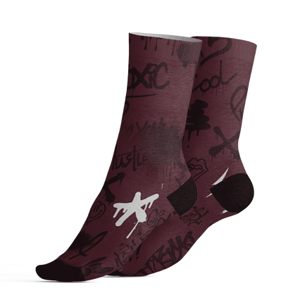VaporMax-Night-Maron-Burgundy-Socks-Match-Graffiti-King-3D-Doodle-Style
