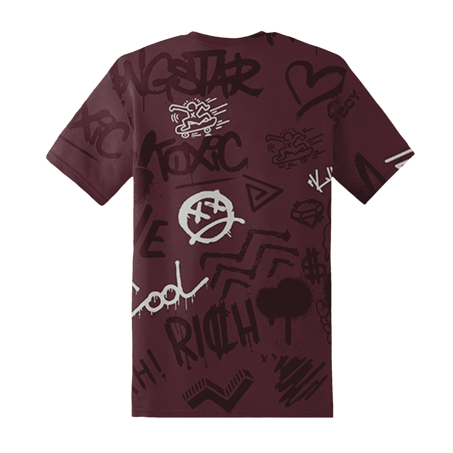 VaporMax-Night-Maron-Burgundy-T-Shirt-Match-Graffiti-King-3D-Doodle-Style