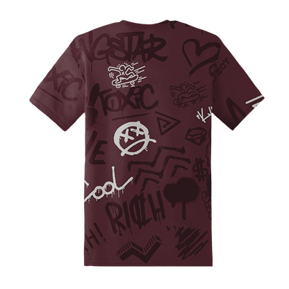 VaporMax-Night-Maron-Burgundy-T-Shirt-Match-Graffiti-King-3D-Doodle-Style