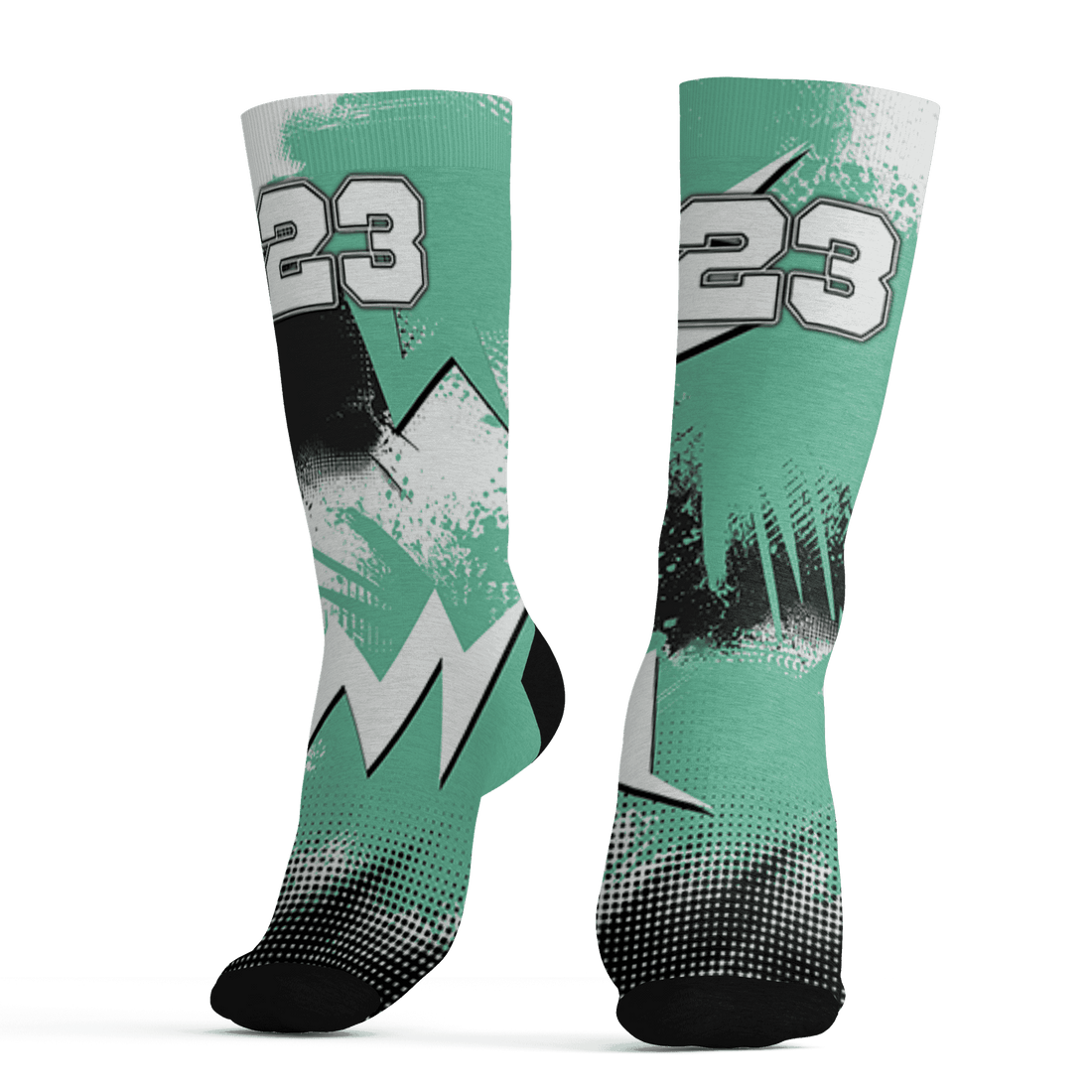 High OG Green Glow 1s Socks Match Graffiti Wallpapers 23 3D All-Over Print - NastyJamz