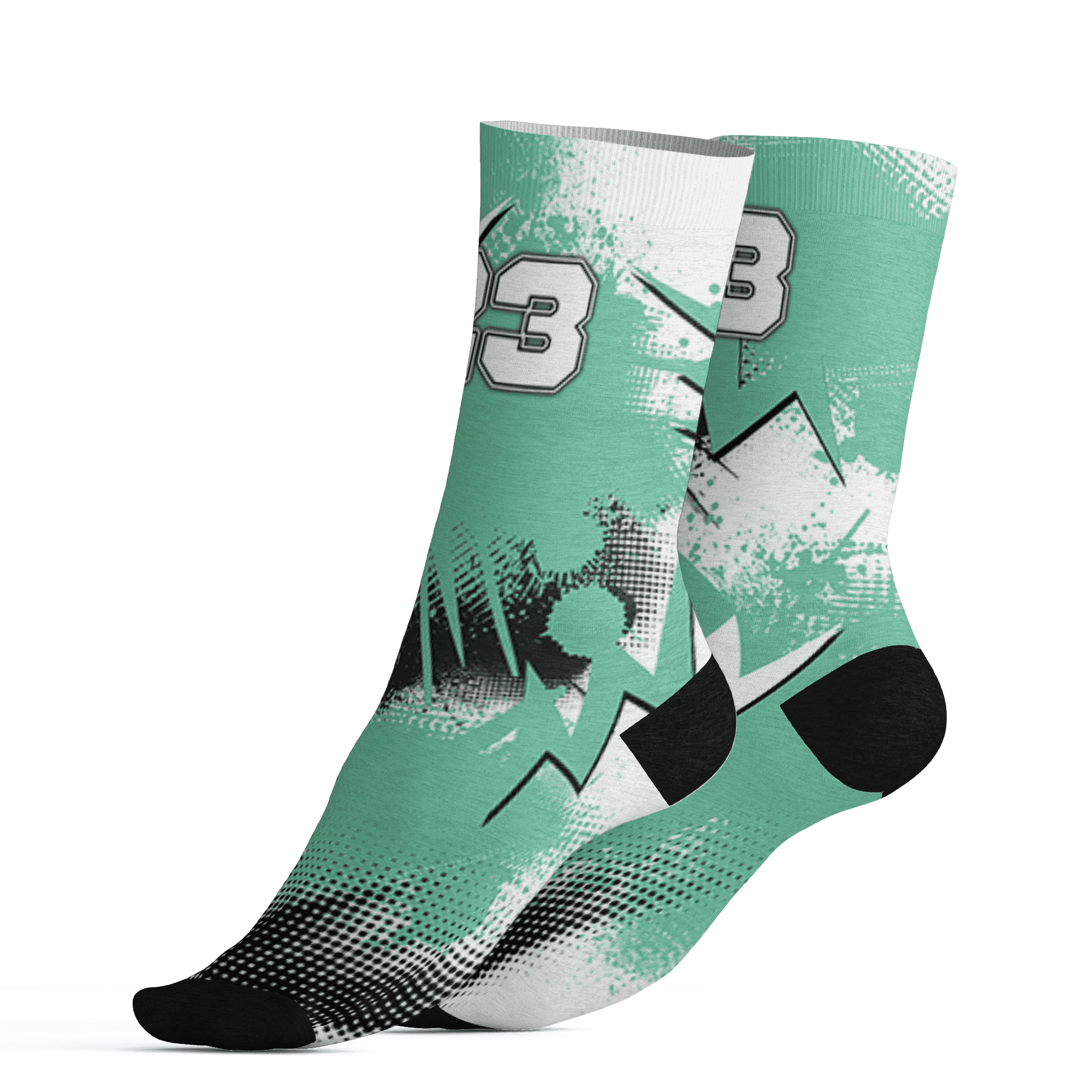 High OG Green Glow 1s Socks Match Graffiti Wallpapers 23 3D All-Over Print - NastyJamz