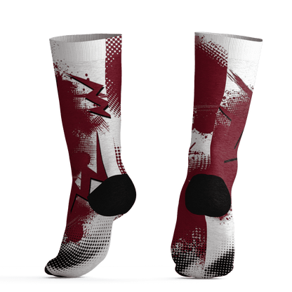 High White Team Red 1s Socks Match Graffiti Wallpapers 23 3D All-Over Print - NastyJamz