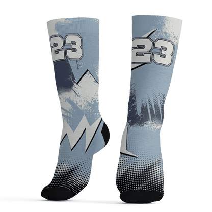 Mid Diffused Blue Grey 1s Socks Match Graffiti Wallpapers 23 3D All-Over Print - NastyJamz