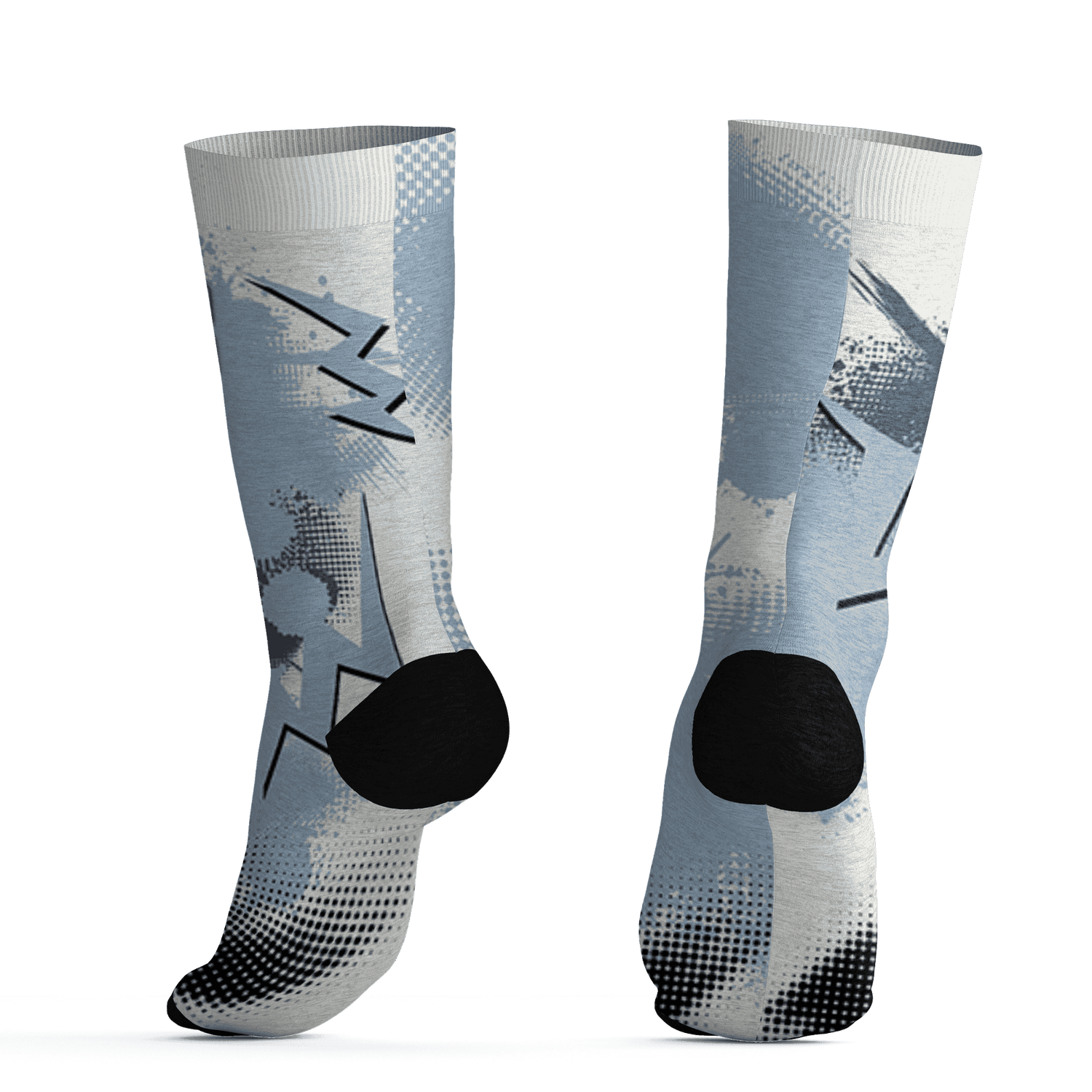 Mid Diffused Blue Grey 1s Socks Match Graffiti Wallpapers 23 3D All-Over Print - NastyJamz