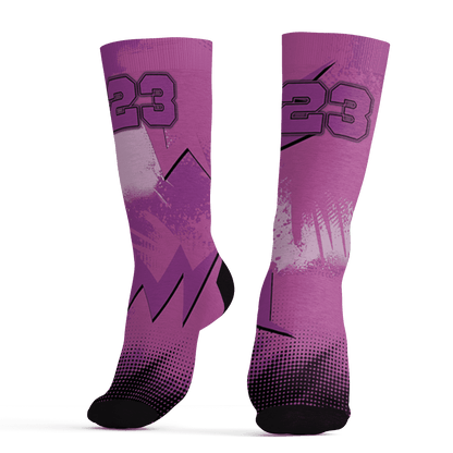 GS Hyper Violet 4s Socks Match Graffiti Wallpapers 23 3D All-Over Print - NastyJamz