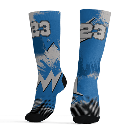 Industrial Blue 4s Socks Match Graffiti Wallpapers 23 3D All-Over Print - NastyJamz