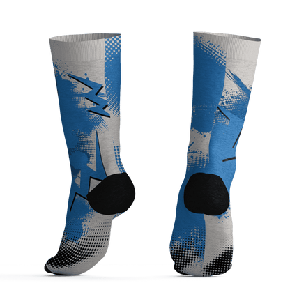 Industrial Blue 4s Socks Match Graffiti Wallpapers 23 3D All-Over Print - NastyJamz