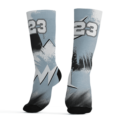 Blue Grey 13s Socks Match Graffiti Wallpapers 23 3D All-Over Print - NastyJamz