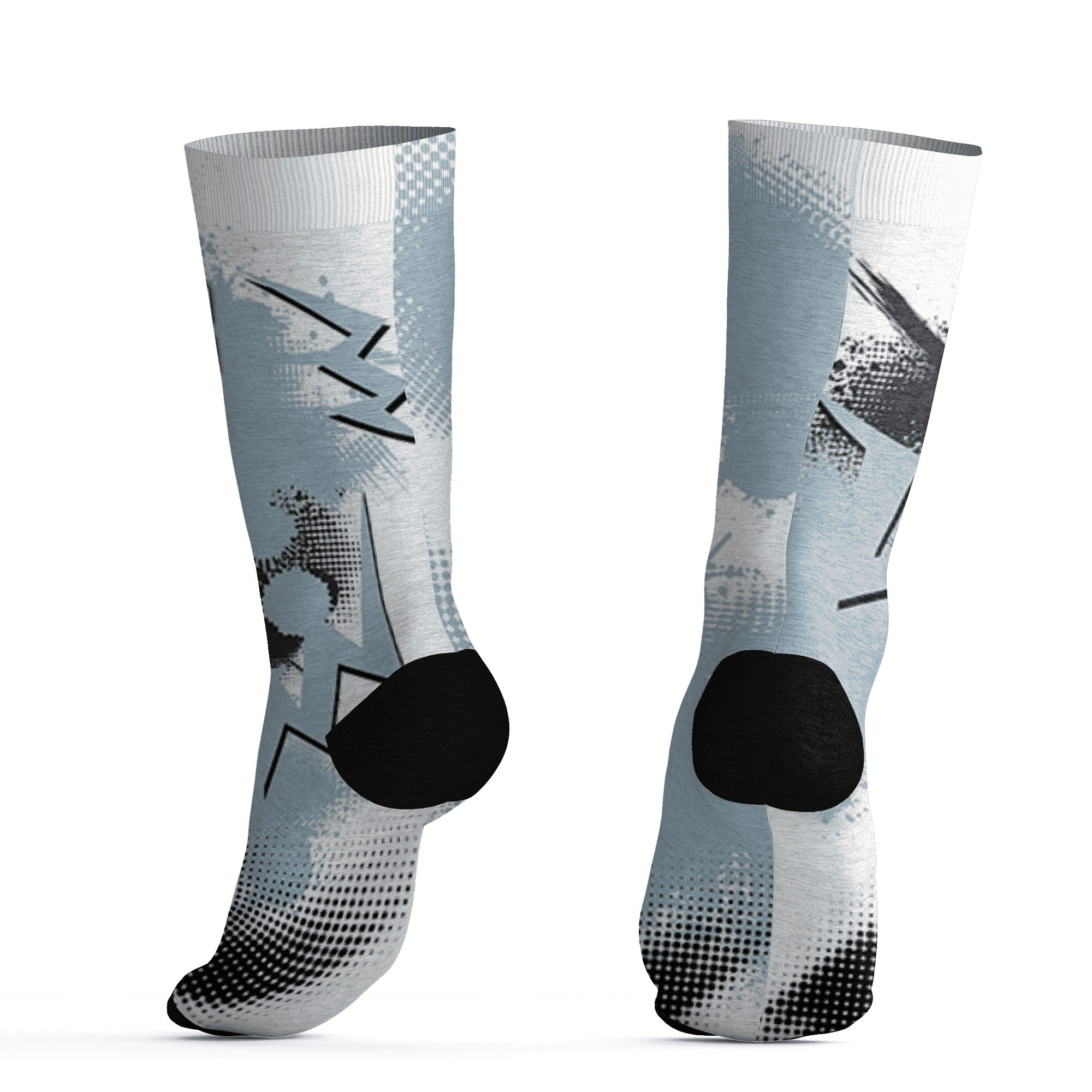 Blue Grey 13s Socks Match Graffiti Wallpapers 23 3D All-Over Print - NastyJamz